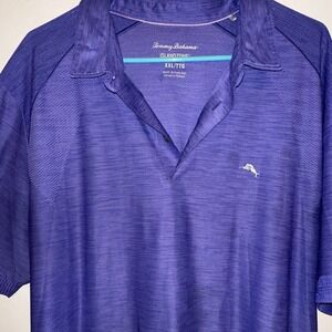 Tommy Bahama IslandZone Men's Polo Shirt XXL Purple Solid Short Sleeve Knit